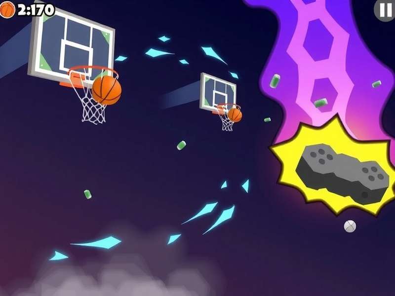 Spellcasting Dunker in action Spellcasting Dunker game screenshot showing magical basketball action